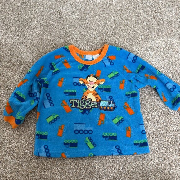 ??Vintage Disney Tigger long sleeve fleece shirt blue orange 18m - Picture 2 of 9